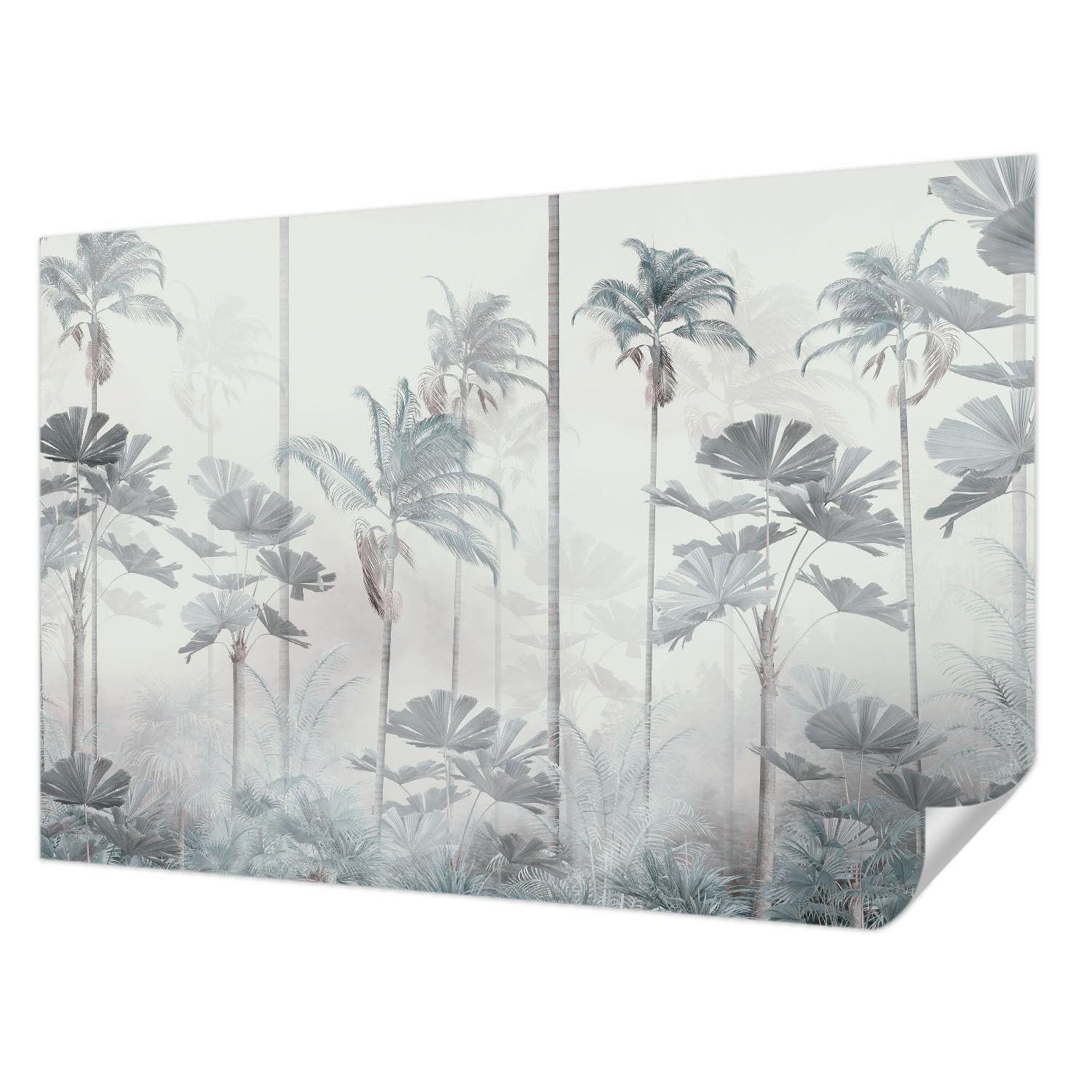 Décor mural adhésif pour salon moderne : évadez-vous avec le motif paysage tropical unique