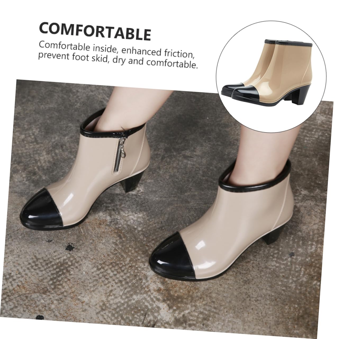 botas de agua de mujer botines para mujer elegantes zapatos impermeables lluvia de moda escarpines mujeres waterproof shoes botas de lluvia para mujer zapatos de lluvia Black