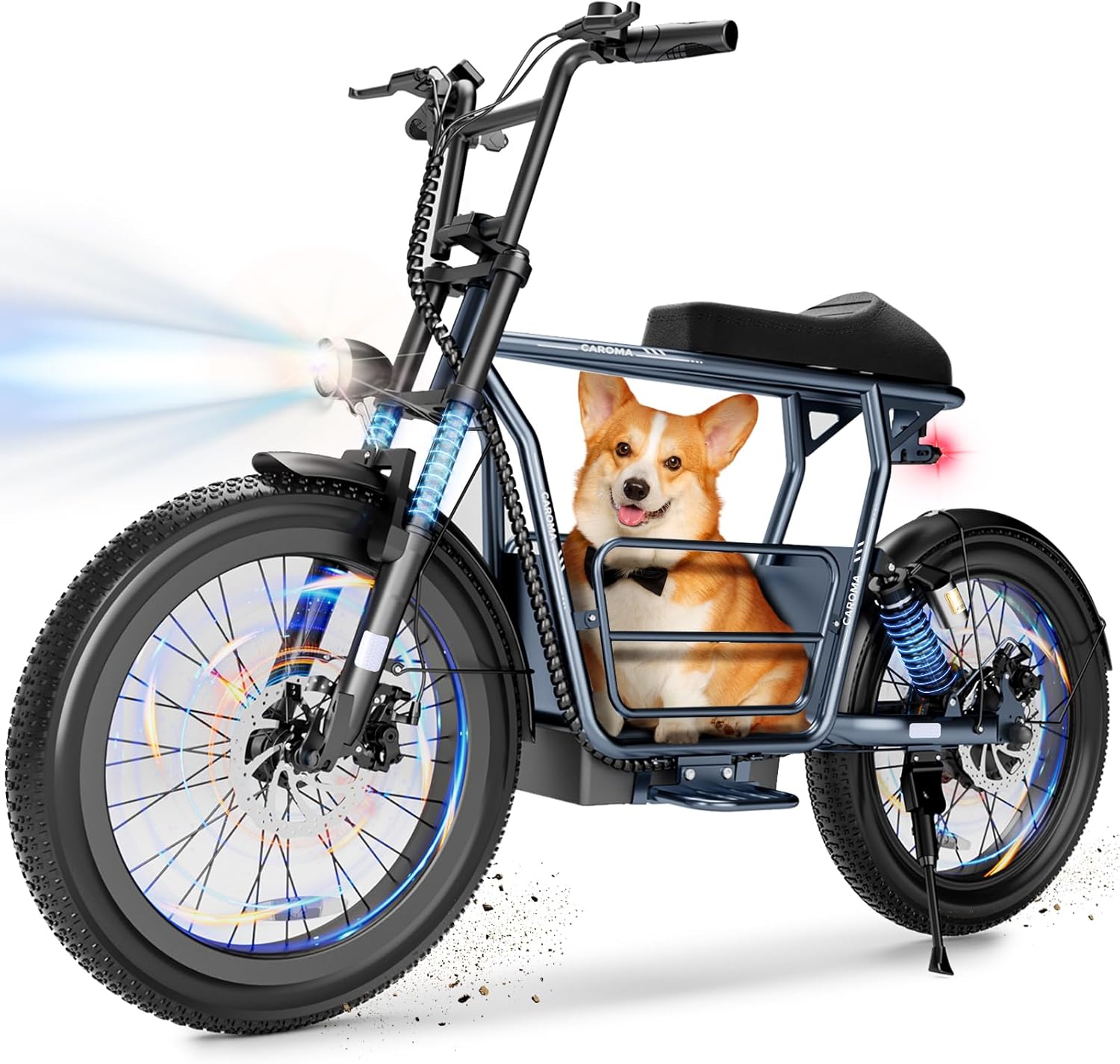 Caroma Peak 1000W Electric Scooter for Adults with Seat,20" All-Terrain Fat Tire E-Scooter,25 Miles Range 20MPH Top Speed Dual Shock Absorbing Electric Motorcycle with Basket for Pet&Cargo
