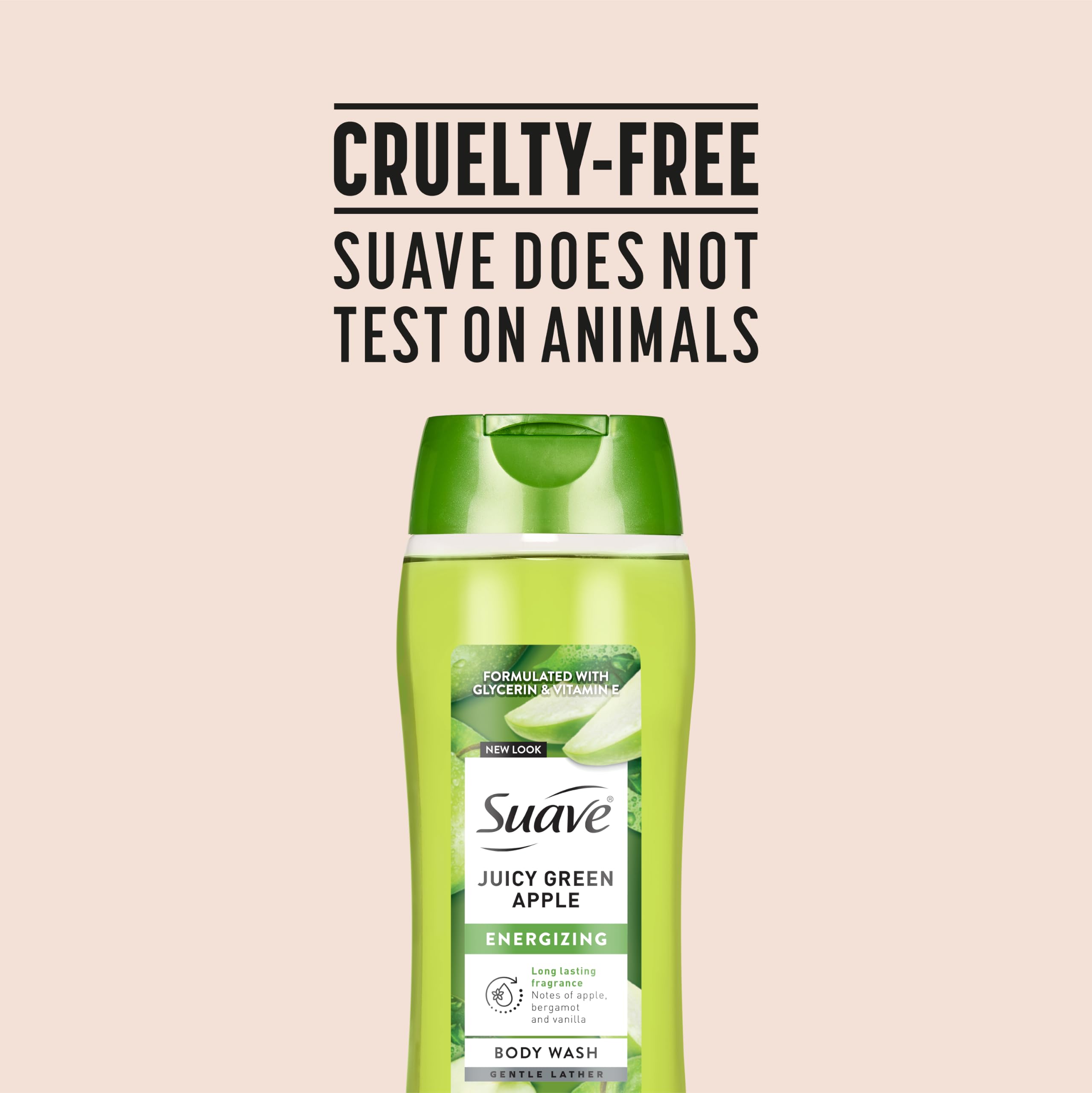 Suave Moisturizing Body Wash Juicy Apple & Vitamin E, 18 oz, Pack of 6