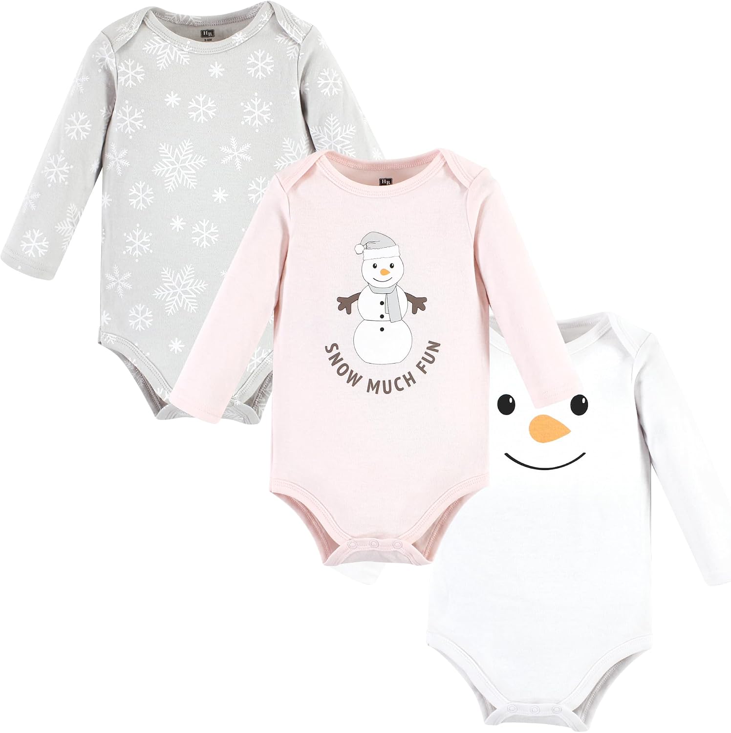Hudson Baby Basics Infant Girls Essential Long Sleeve Bodysuits 3-Pack