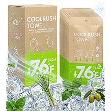CoolRush Towel with Natural Mint Extract, 3-Second Cooling Relief Up to 3 Hours, Reusable Alcohol-Free Cooling Towels for Football Match Days, Outdoor Sports & Summer Events 10 Pack
