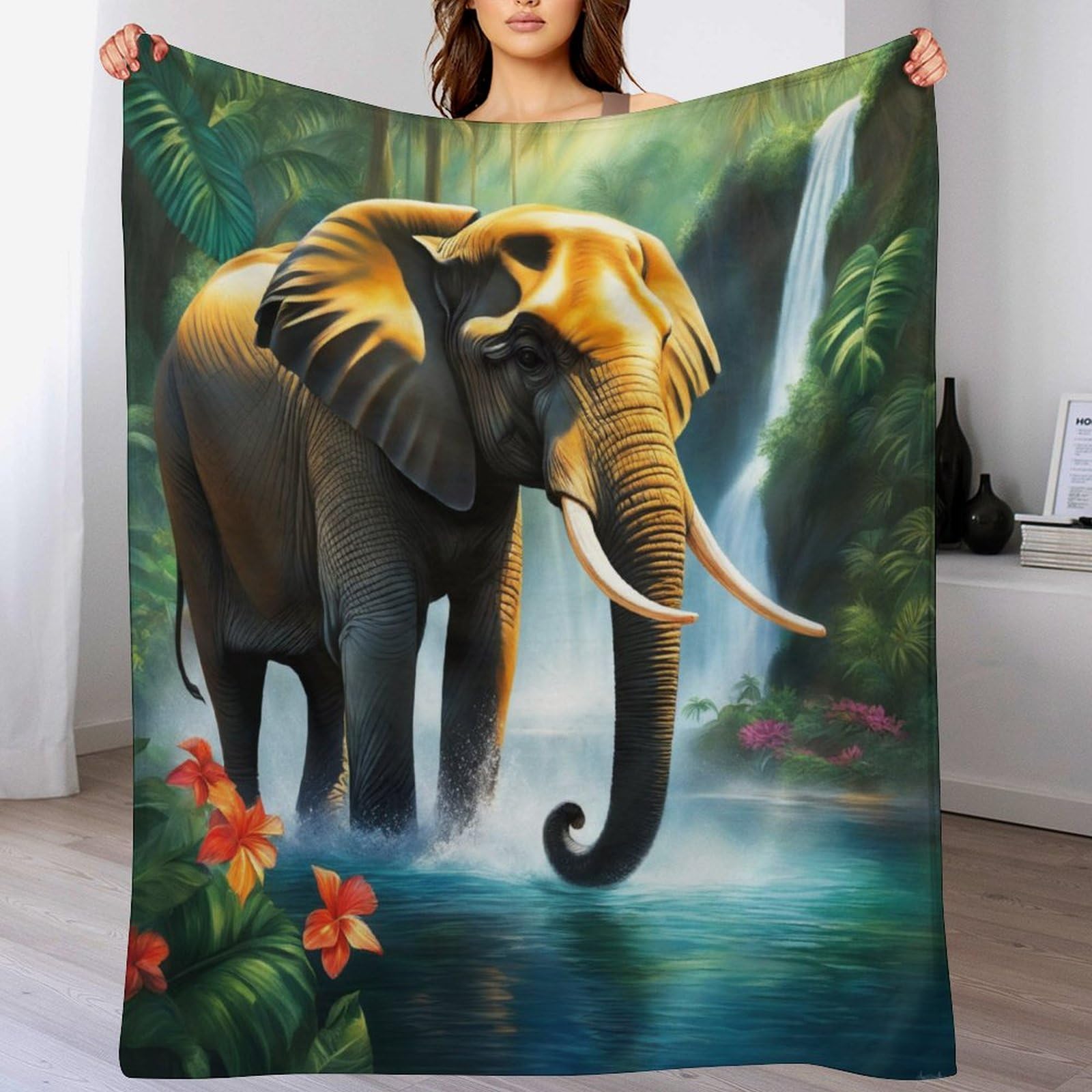 Couverture canapé éléphant en flannel douce et moelleuse haut de gamme