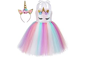 Handmade Sequin Unicorn Dress for Girls 1-10y with Headband, Birthday Dance Party Dresses