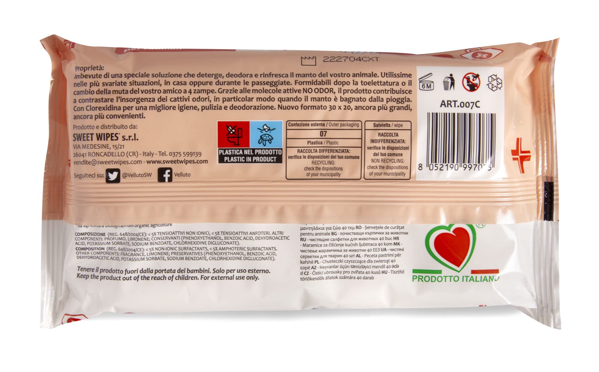560 Salviette Igienizzanti alla Clorexidina Extra Large, Igienizzanti e Purificanti, per Il Manto di Cani, Gatti e Animali Domestici, Disinfettanti, 30x20 cm - 14 Confezioni da 40 Salviettine