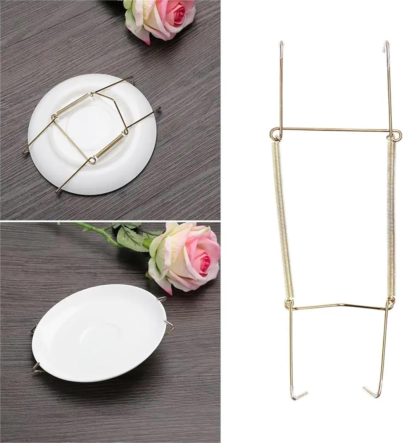 Plate Hangers For The Wall 12PCS Invisible Square Wall Display Plate Dish Hangers Spring Holder W Type Hook(W Type 16inch)
