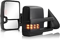 Sanooer Towing Mirrors for 2003-2007 Chevy Silverado & GMC Sierra - Power Heated, LED Turn Signals, Backup Lights, Extendable Pair