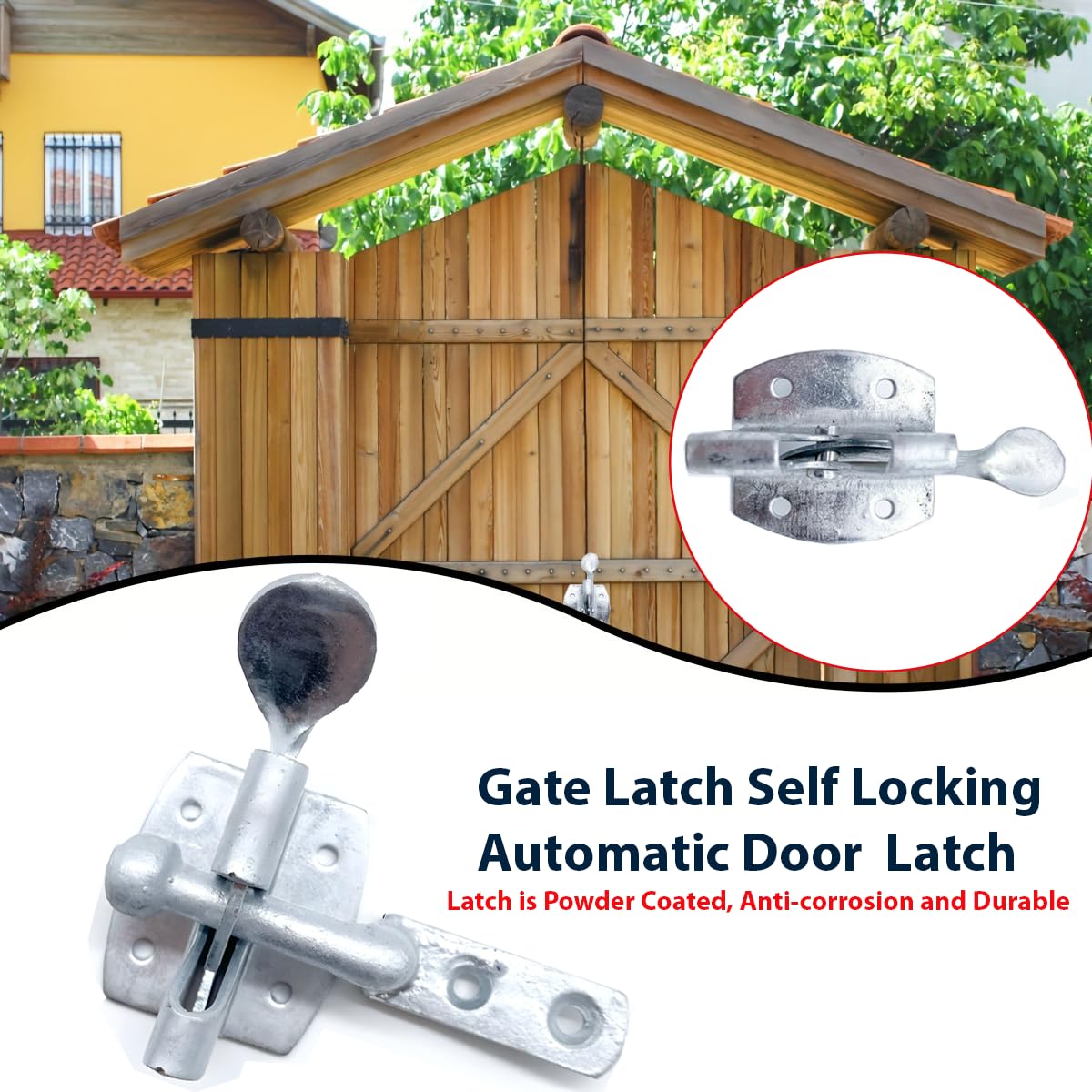 Cierre Automático Para Puerta De Jardín Blackspur – Alta Resistencia, Incluye Tornillos | Auto Locking Gate Latch