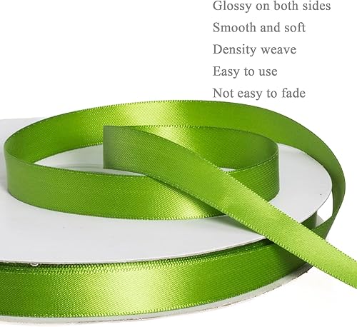 Vista 124 de Cinta de satén de poliéster de doble cara de color sólido, 1 pulgada de ancho, 100 yardas de largo, perfecta para bodas, envoltura de regalos, Oro