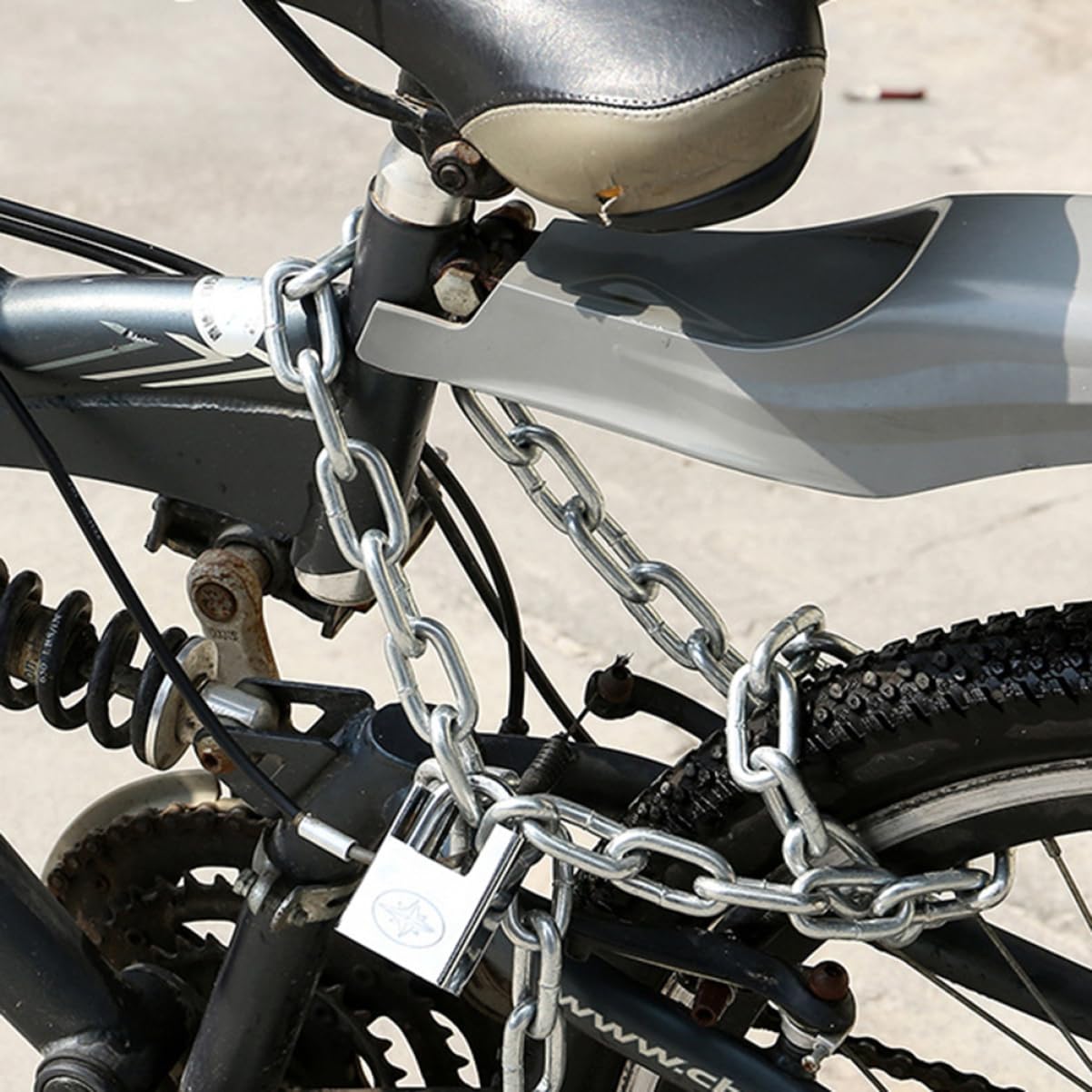 Antivol de Vélo à Chaîne Robuste en Acier Galvanisé Argenté | Vélo et Trottinette, Usage Camping et Barbecue, Solide et Pratique au Quotidien