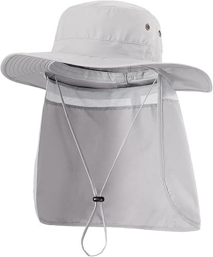 Miniatura 103 de Home Prefer Sombrero para sol para el aire libre con protección UV, secado rápido, unisex con solapa para proteger el cuello Gris cenizo