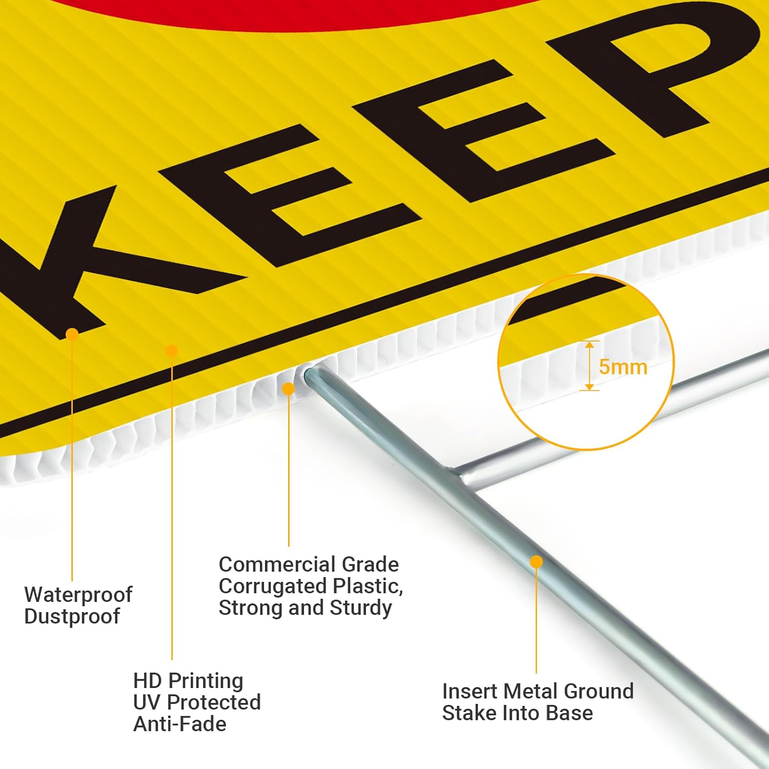 Caution Pesticide Application Keep off Yard Sign with Metal Stake Set, 2PC-12.6"x9.5" Commercial Grade Corrugated Plastic, Double Sided, UV Protected, Weather/Fade Resistant, Easy Installing - Image 3