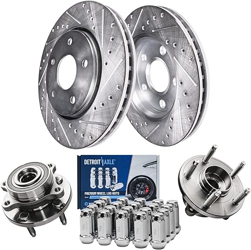 Miniatura 11 de Detroit Axle - Kit de frenos para BMW X3 2004-2010 2005 2006 2007 2008 2009 Rotores de freno perforados y ranurados delanteros y traseros de