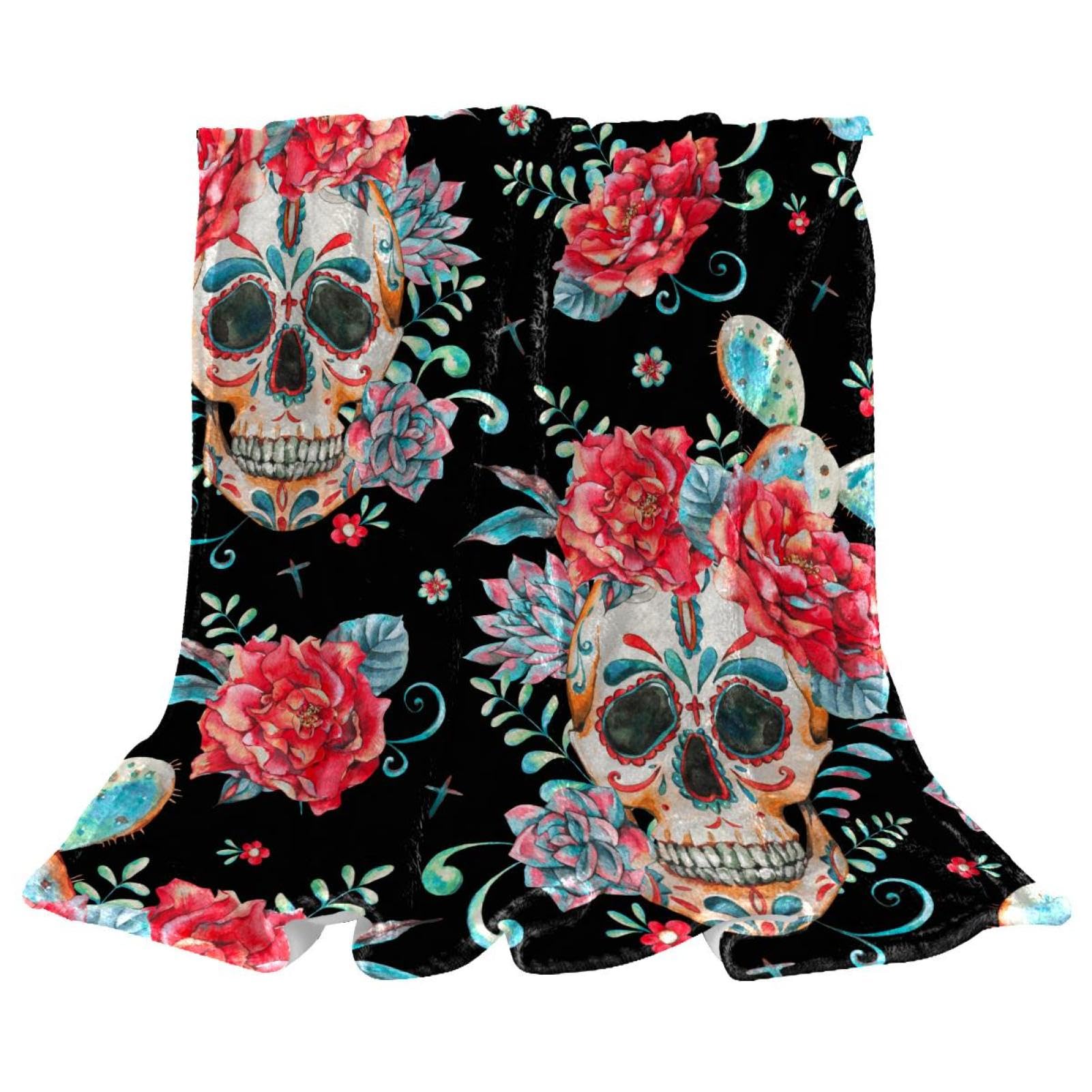 Couverture douce fleur de crâne 150x200cm pour éliminer le froid sur le canapé