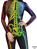 Vista 4 de KatchOn Body de esqueleto multicolor - Disfraz de Halloween para mujer