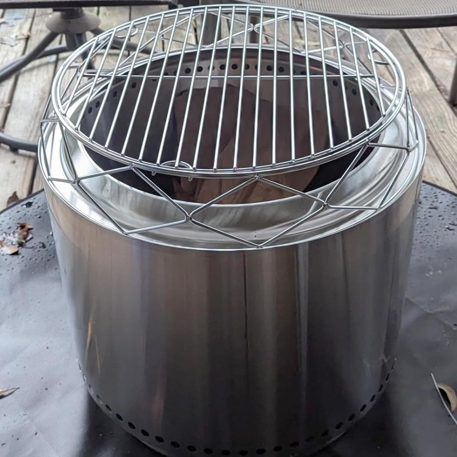 Stainless Steel Round Fire Pit Cooking Grates Accessory Kit for 19.5" Solo Stove Bonfire and Other Firepit, Grill Fire Pit Stand for Outdoor Camping BBQ Picnic Fireplace Tools