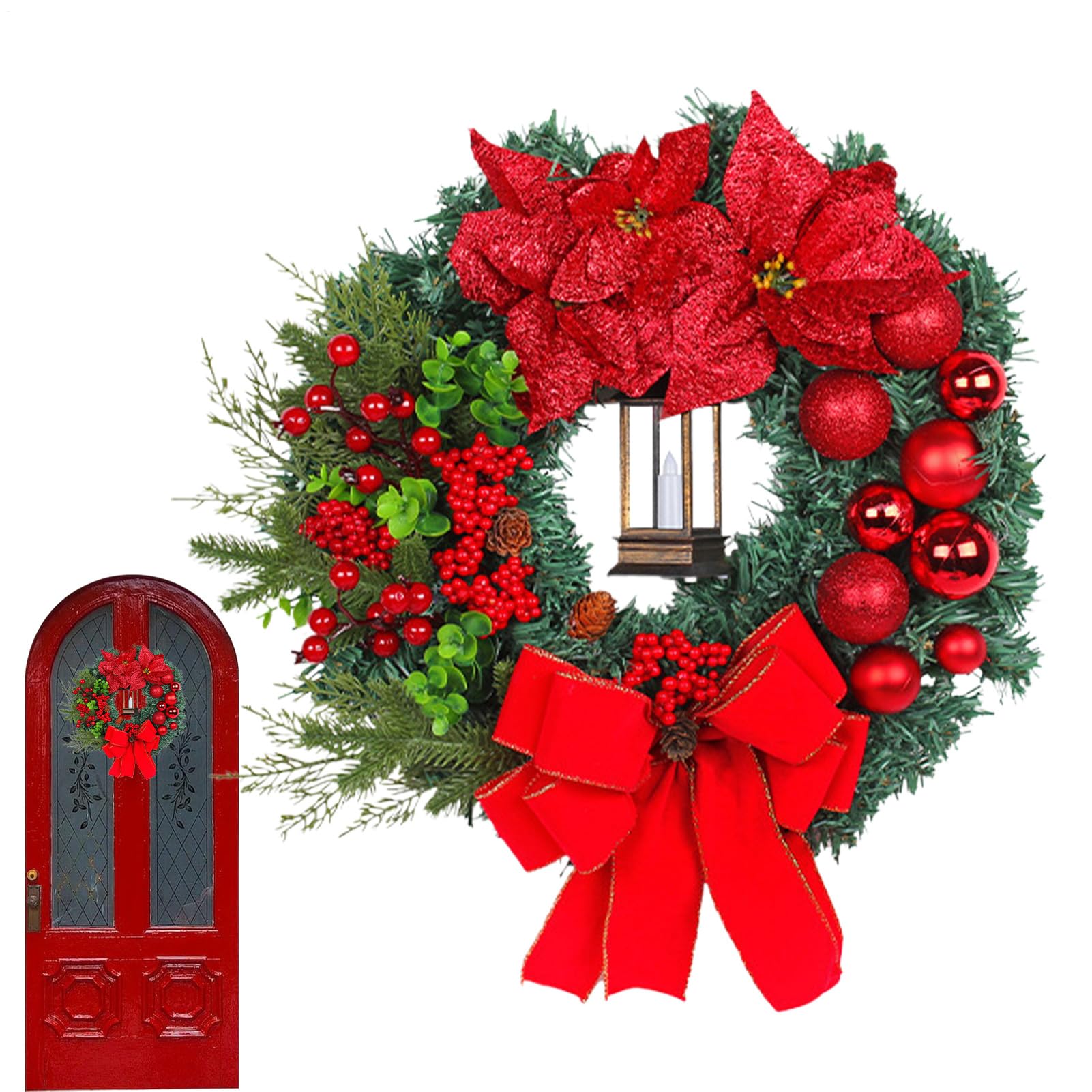 Couronne de Noël lumineuse LED et artificielle pour une décoration murale durable