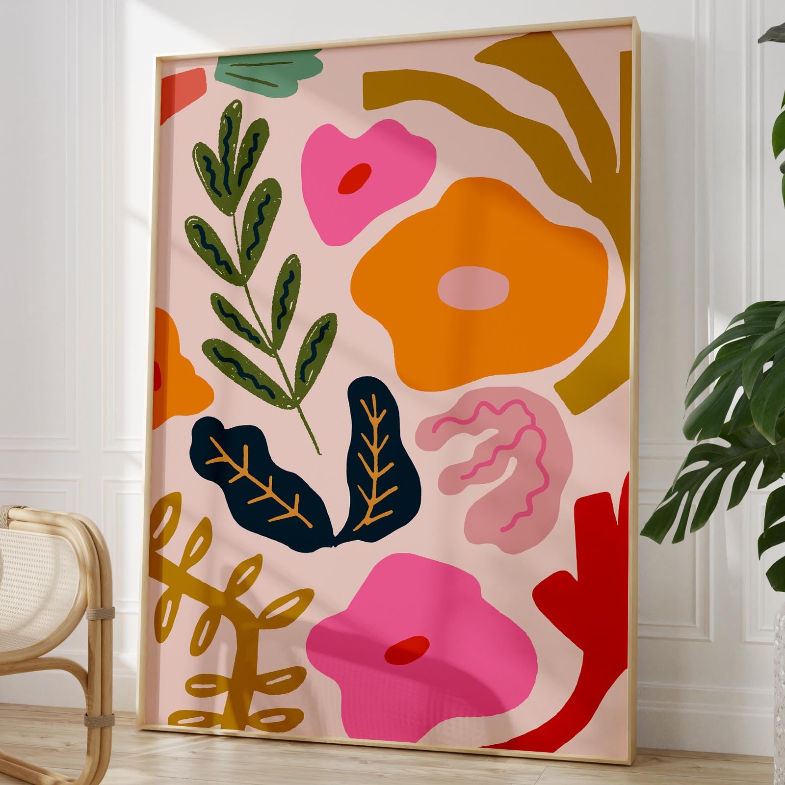 Abstract Botanical Floral Wall Art - Minimalist Flower Market Posters, Aesthetic Vintage Prints, 16x24inch No Frame