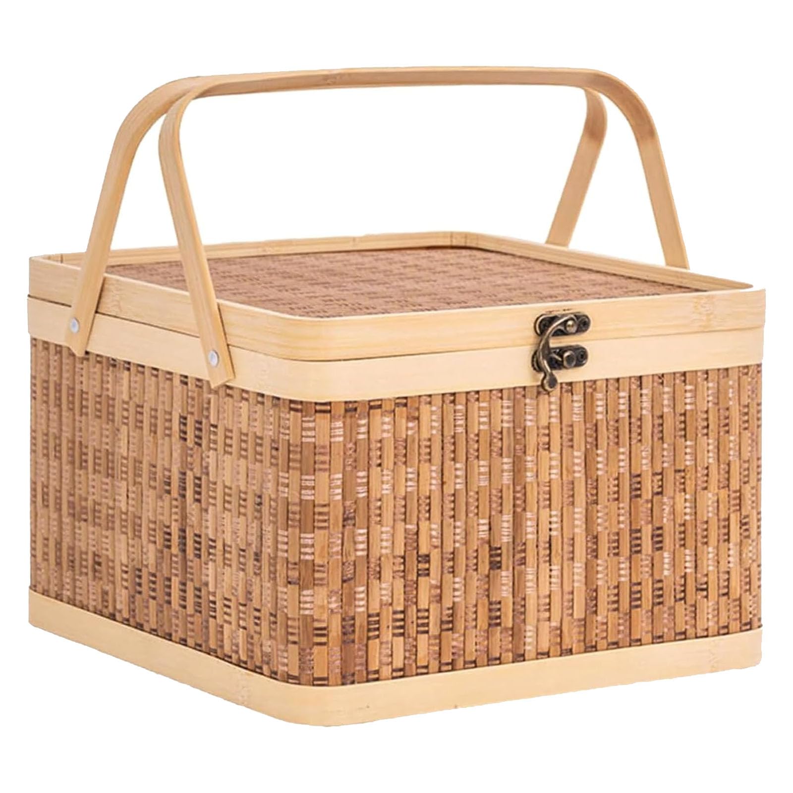 ピクニックバスケット網赤い用品竹編み卵かご果物買い物かごテーブルの上のスナッF Amazon｜かご 編み込み 収納 かご 収納 かご 蓋付き ピクニック