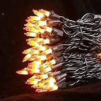 Vista 4 de MULTI-SPARKING Mini cadena de luces incandescentes de Halloween, 300 unidades, alambre negro, amarillo y naranja, luces de Halloween