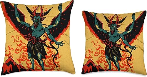 Miniatura 3 de Evil Baphomet Goat Devil Demon God with Wings Muralism Art Throw Pillow, 16x16, Multicolor