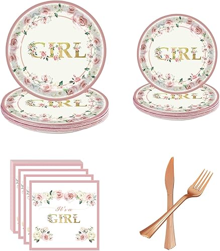 Decoraciones de baby shower para niña platos y servilletas para baby shower 120 piezas de suministros para fiesta de cumpleaños platos de papel