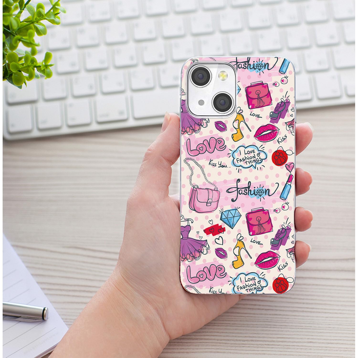 Funda Iphone 8 Plus QLTYPRI - Funda Para IPhone 15, Marco De Onda Rizada Transparente Con Diseño