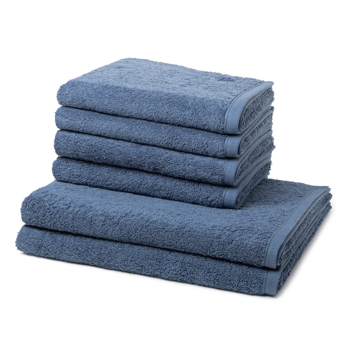 Ross - 6 teiliges Frottier-Set - Vita (4 X Handtuch 2 X Duschtuch im Set) - 520 g/m2 - Baumwolle - Walkfrottee - saugstark - weich und flauschig - Denim