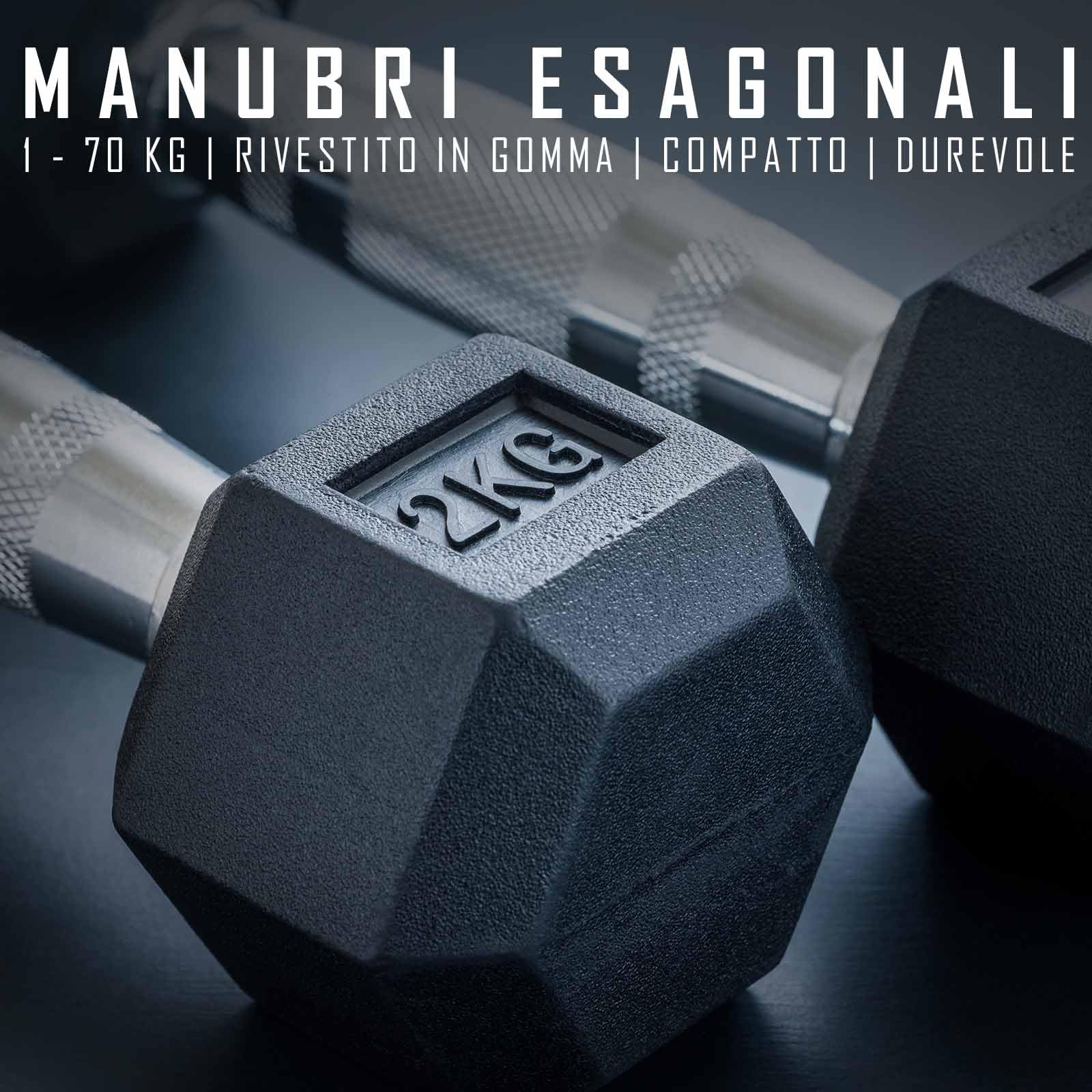 Strength Shop Manubri Palestra Anti-Roll (1-70kg), Pesi Palestra in Acciaio Temprato con Rivestimento in Gomma Resistente, Impugnatura Ergonomica, Dumbbells per Allenamento Completo del Corpo
