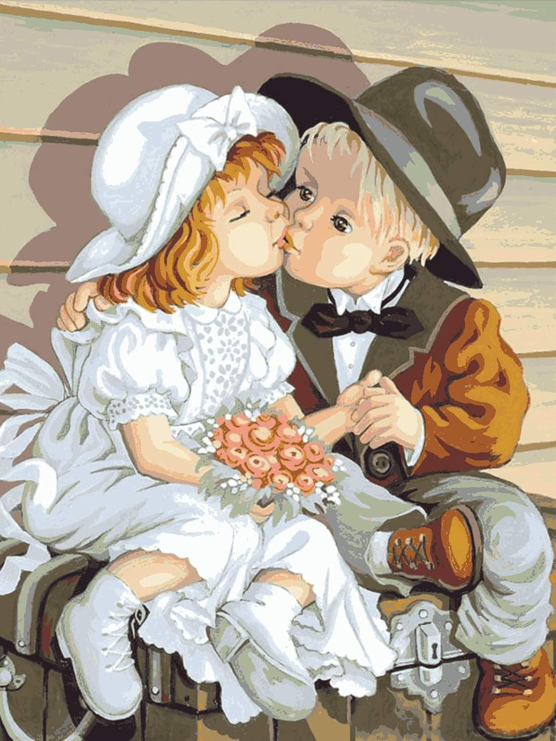 Gobelin Stickpackung Küsten Fischerdorf - 30x40 Cm Halber Kreuzstich