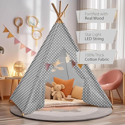 Miniatura 10 de Tienda de campaña tipi para niños, tienda de campaña de algodón para niños, tienda de campaña de juegos para pijamas, tienda de campaña para niños,