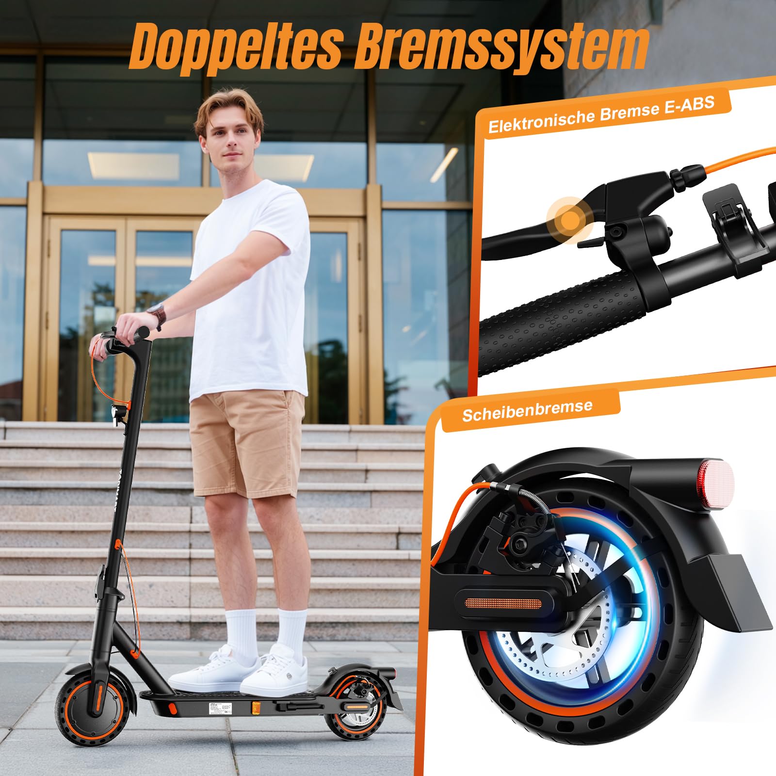TODIMART E Scooter Roller mit Straßenzulassung mit APP, 30-35km Reichweite, 350/500W Motor, 8,5 Zoll Wabenreifen, Duales Bremssystem E Roller