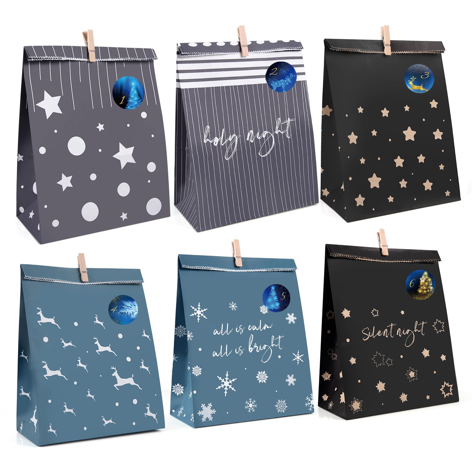 Calendrier De L'Avent à Replir, Lot De 24 Sacs Cadeaux De Noël