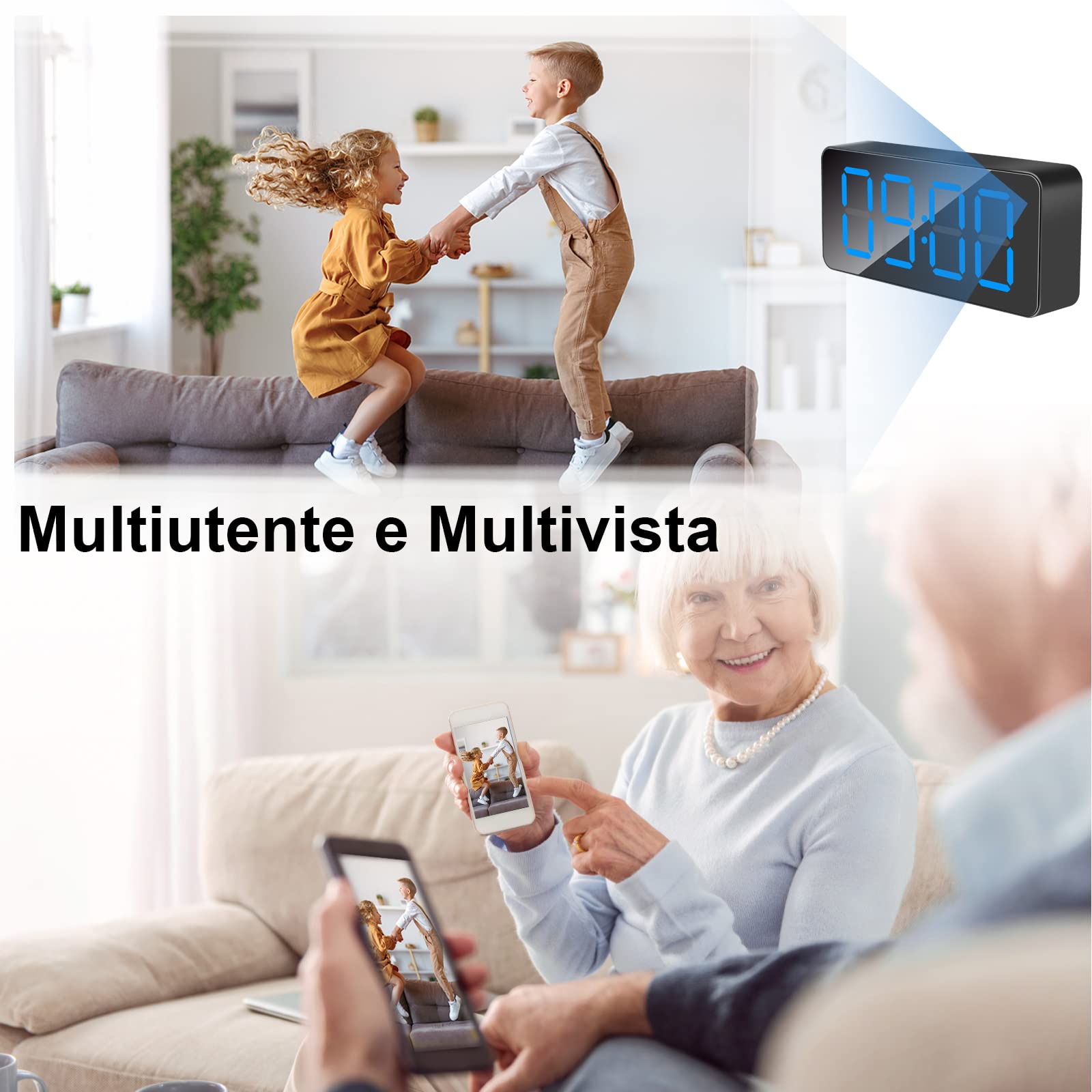 LXMIMI Telecamera Spia WiFi, 2.4G/5Ghz WiFi Telecamera Nascosta Orologio | HD 1080P Mini Telecamera Spia Wifi con Rilevamento del Movimento e Visione Notturna, Supporto Vista Remota