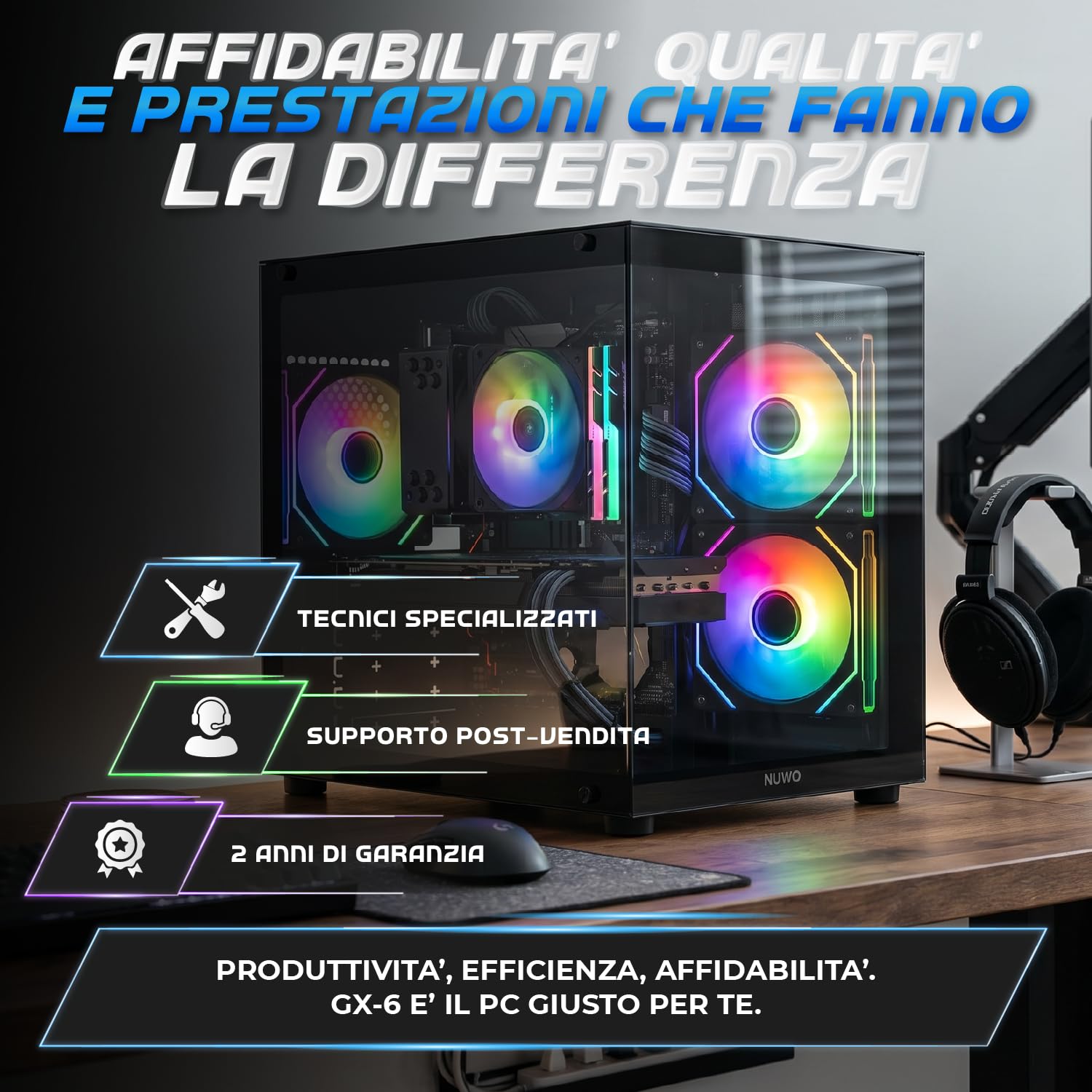 Keydo PC Gaming Ryzen 5 5500 | GTX 1660 Super 6GB GDDR6 | 16GB DDR4 | SSD 512GB | Windows 11 Pro | Pc Computer Fisso Completo Pronto all'Uso, GX-6
