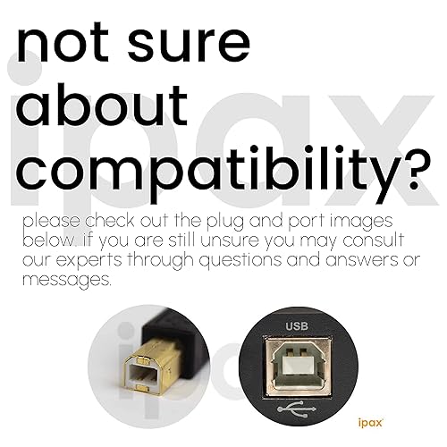 Miniatura 7 de IPAX Cable de impresora USB blanco de 10 pies compatible con Canon ImageClass D570 D550 D530 D420 MF247dw MF244dw MF236n MF227DW Canon Pixma MG3620