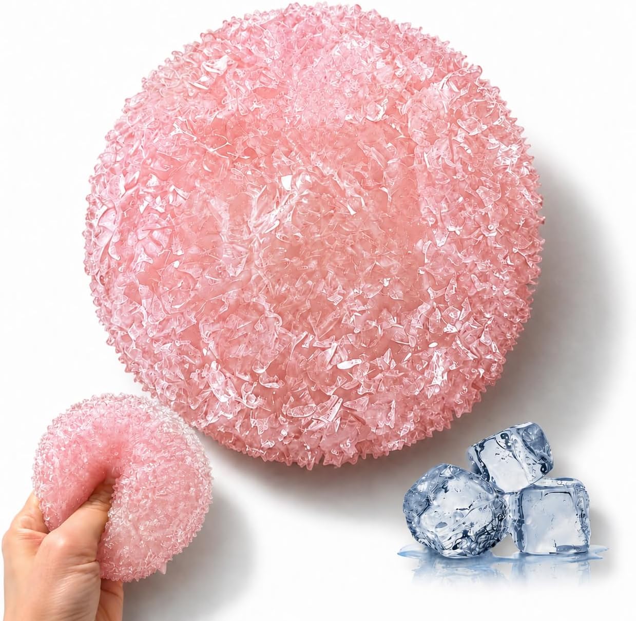 Crunchy Squishy ASMR Stress Ball, Ice Skin Squishy Toys, Hand Strengthening Devices with Different Resistance Levels for Finger Forearm Wrist Exercise Stress Relief (White)