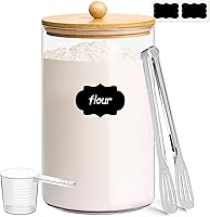 Vista 16 de ComSaf Envases de almacenamiento de harina y azúcar de 1.2 galones de boca ancha 2 piezas, envases de vidrio de almacenamiento de 4.6 cuartos