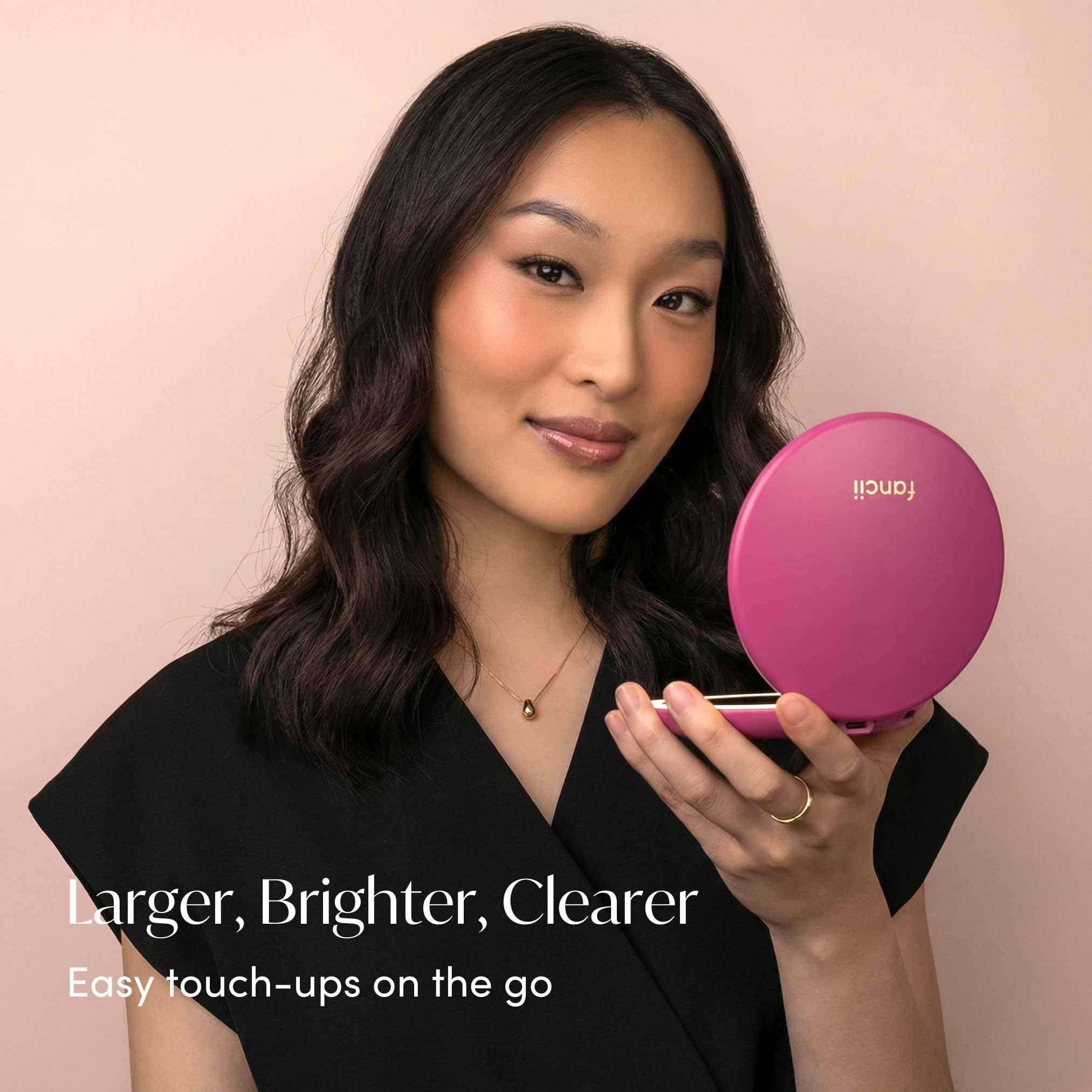 Fancii Taylor Kompakter Reisespiegel mit Licht, wiederaufladbar, 10-fach/1-fache Vergrößerung, 3 LED-Lichteinstellungen, ideal für Make-up, Ausbesserungen unterwegs (Magnolia Burst)