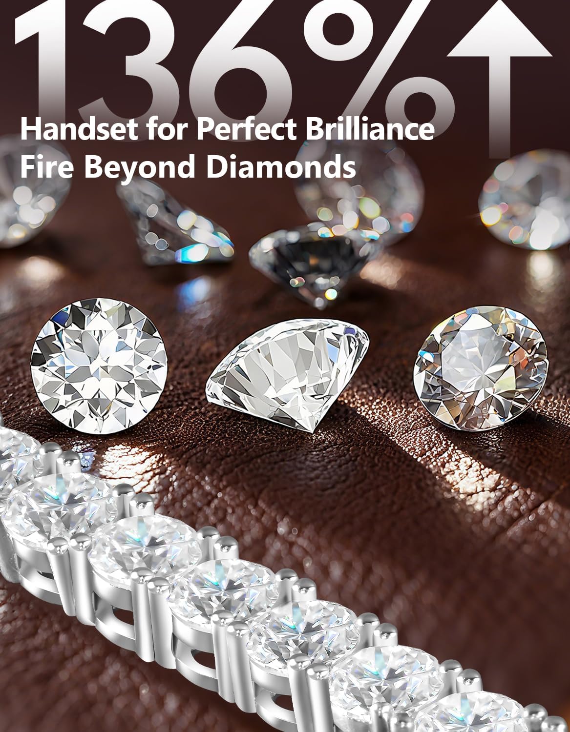 KRKC&CO Moissanite Bolo Tennis Bracelets for Women, 1.6-8.0 ct.tw, Adjustable Length S925 Sterling Silver, Christmas Gifts for Her, Luxury Box, 2/3/4mm D Color VVS1 White/14K/24K/Rose Gold Plated - Image 3