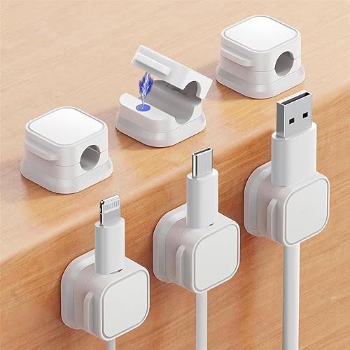 Rangrak - Paquete de 6 clips magnéticos para cables, organizador de cables debajo del escritorio, organizador de cables adhesivo Rangrak para el
