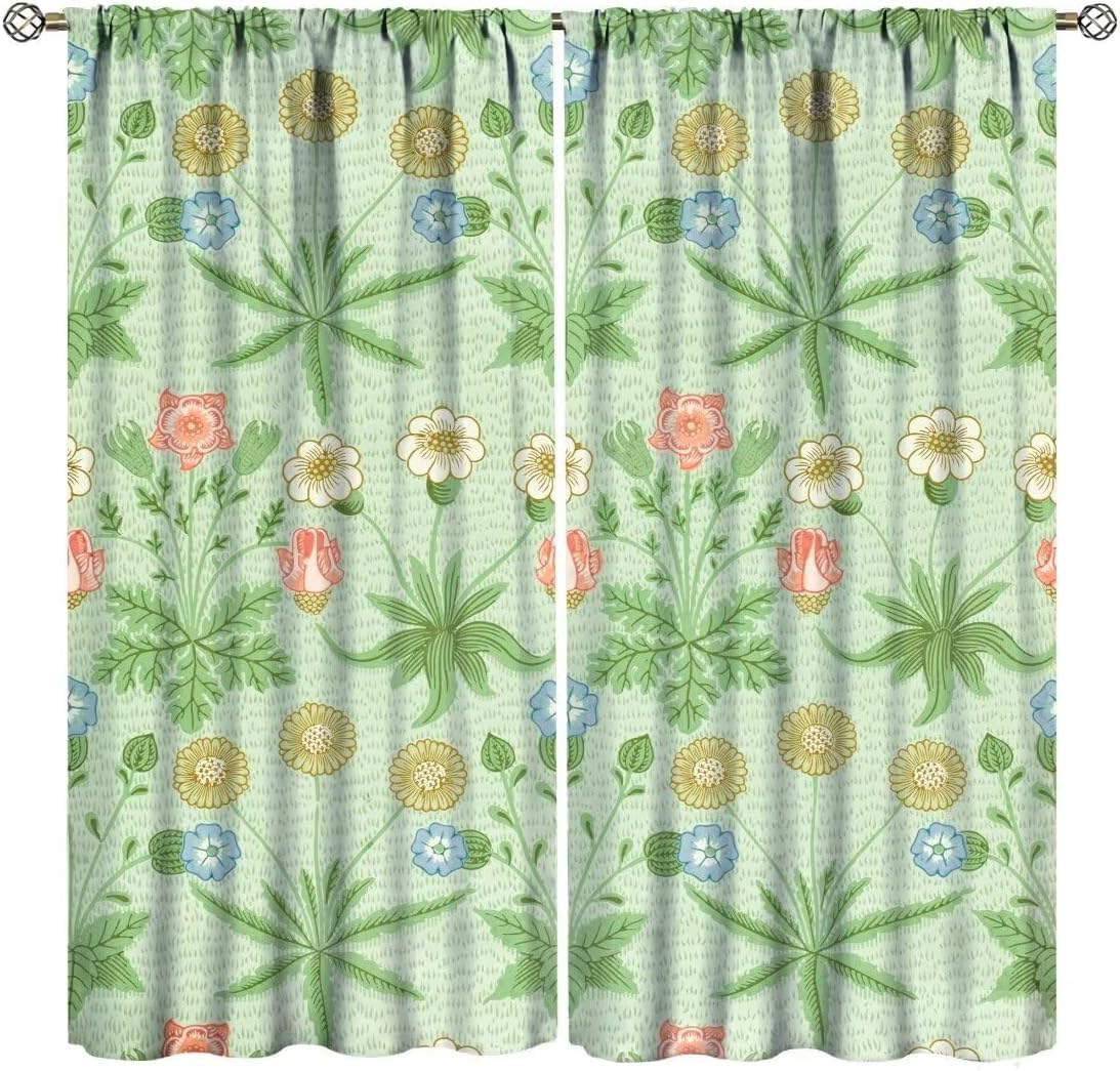 3D Retro-Blumen Vorhang Verdunkelungsvorhang Mit Ösen Blickdicht Lichtdicht Wärmeisolierend Vorhänge, Für Wohnzimmer Kinderzimmer Schlafzimmer 2 Stück 170X200 cm (B + H)-751561375