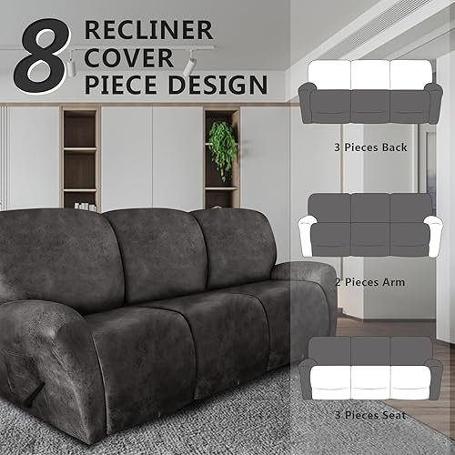 Vista 278 de molasofa Fundas de cuero para sillas reclinables, fundas para sillas reclinables grandes para silla reclinable, 4 piezas, fundas lavables que se