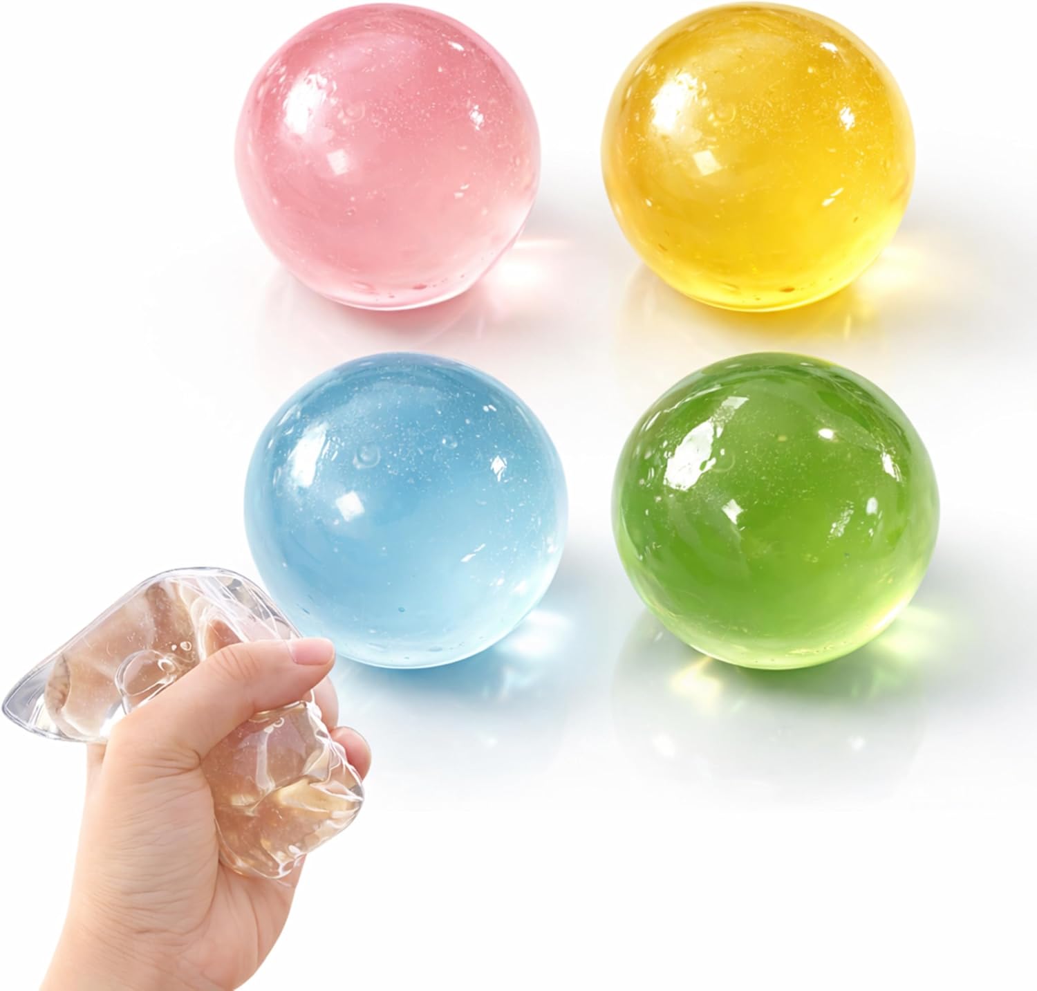 Coconut Oil Stress Ball, Slow-Rising Coconut Squishy Ball, Soft Non-Sticky Squeeze Toy, Odorless & Easy to Clean, Durable Fidget for Stress Relief, Focus, Office, Study & Home (4 Colors 6 cm)