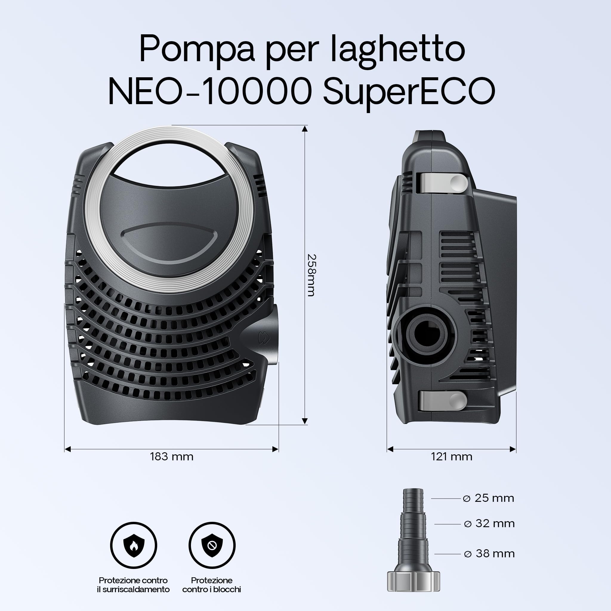 Set per laghetti fino a 60000l Filtro Chiarificatore UVC 36W Pompa 80W Tubo 25m