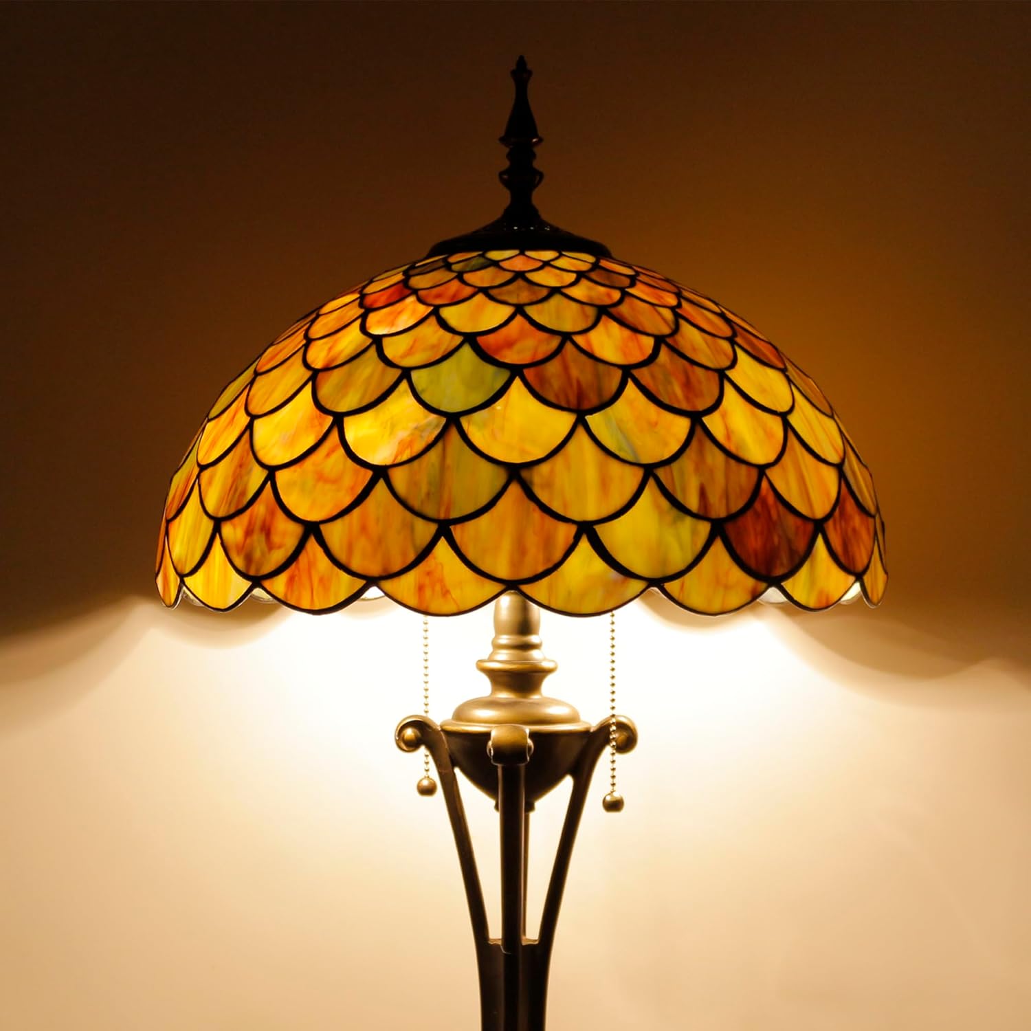 Tiffany Floor Lamp Fish Scales Style Stained Glass 16X16X70 Inches Standing Reading Light Decor Bedroom Living Room