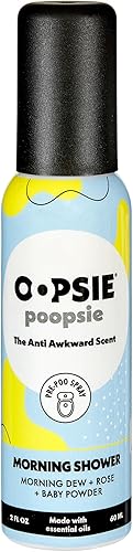 OOPSIE POOPSIE Morning Shower Before & After You Go - Aerosol para inodoro de 2 onzas, eliminador de olores portátil