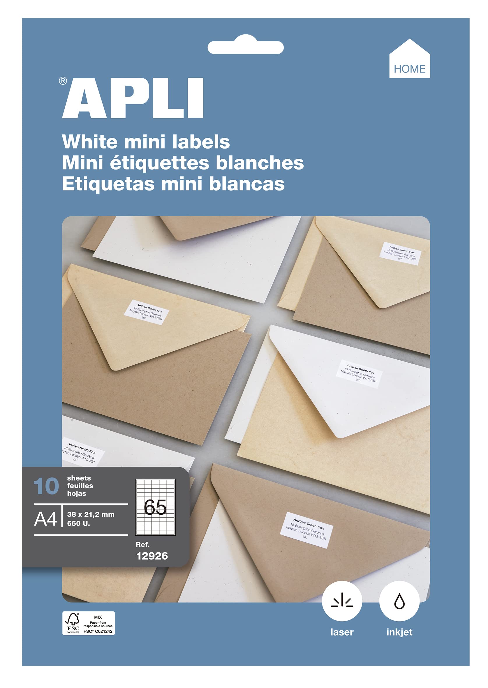 Apli 1283 – Labels Permanent Adhesive 10 hojas White