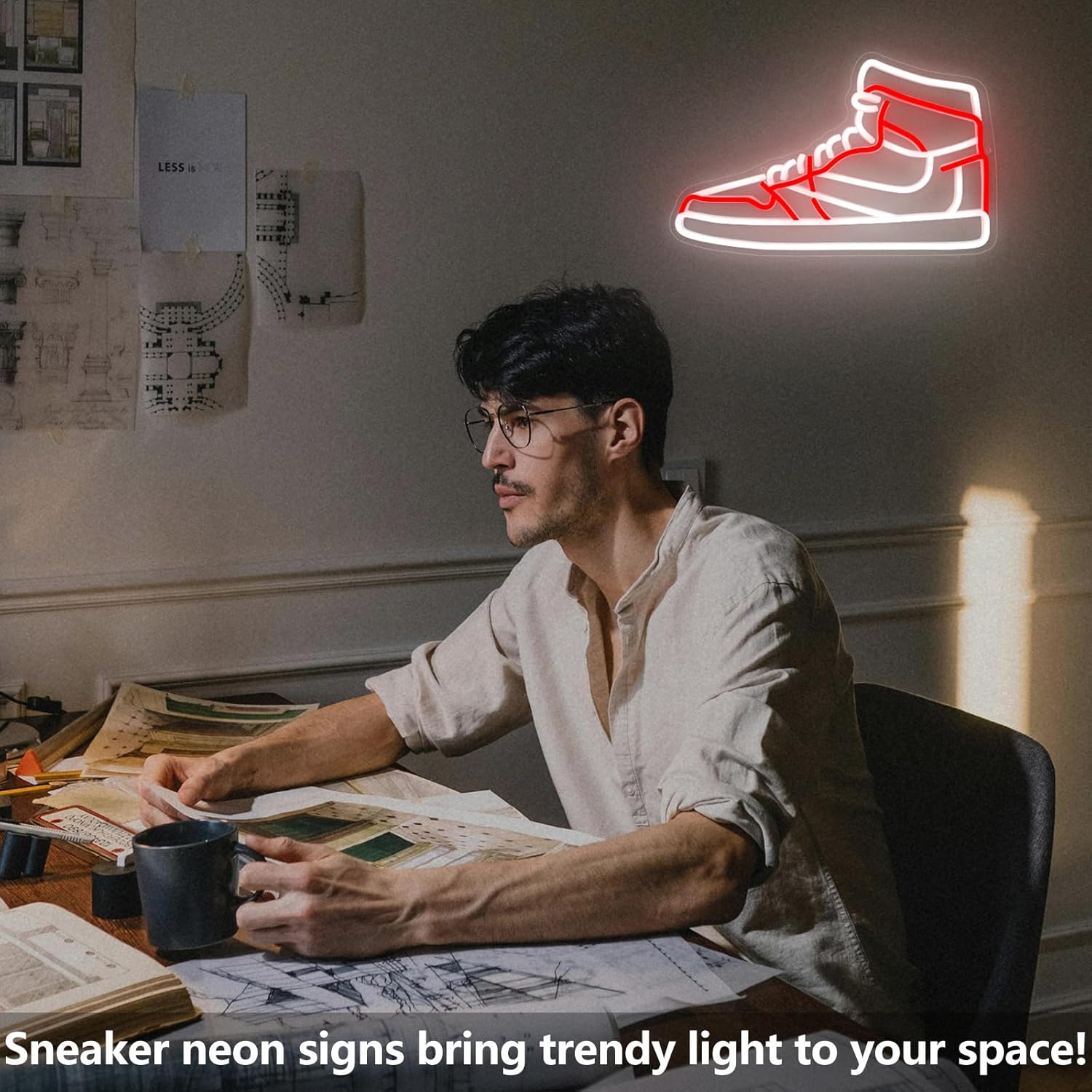 Sneaker Neon Sign 15.8”x10”Sports Shoe Neon Light for Wall Decor Dimmable LED Light Up Sign for Boys Bedroom Gaming Room Man Cave Shop Club,Perfect Birthday Party Gift for Men Women Teens