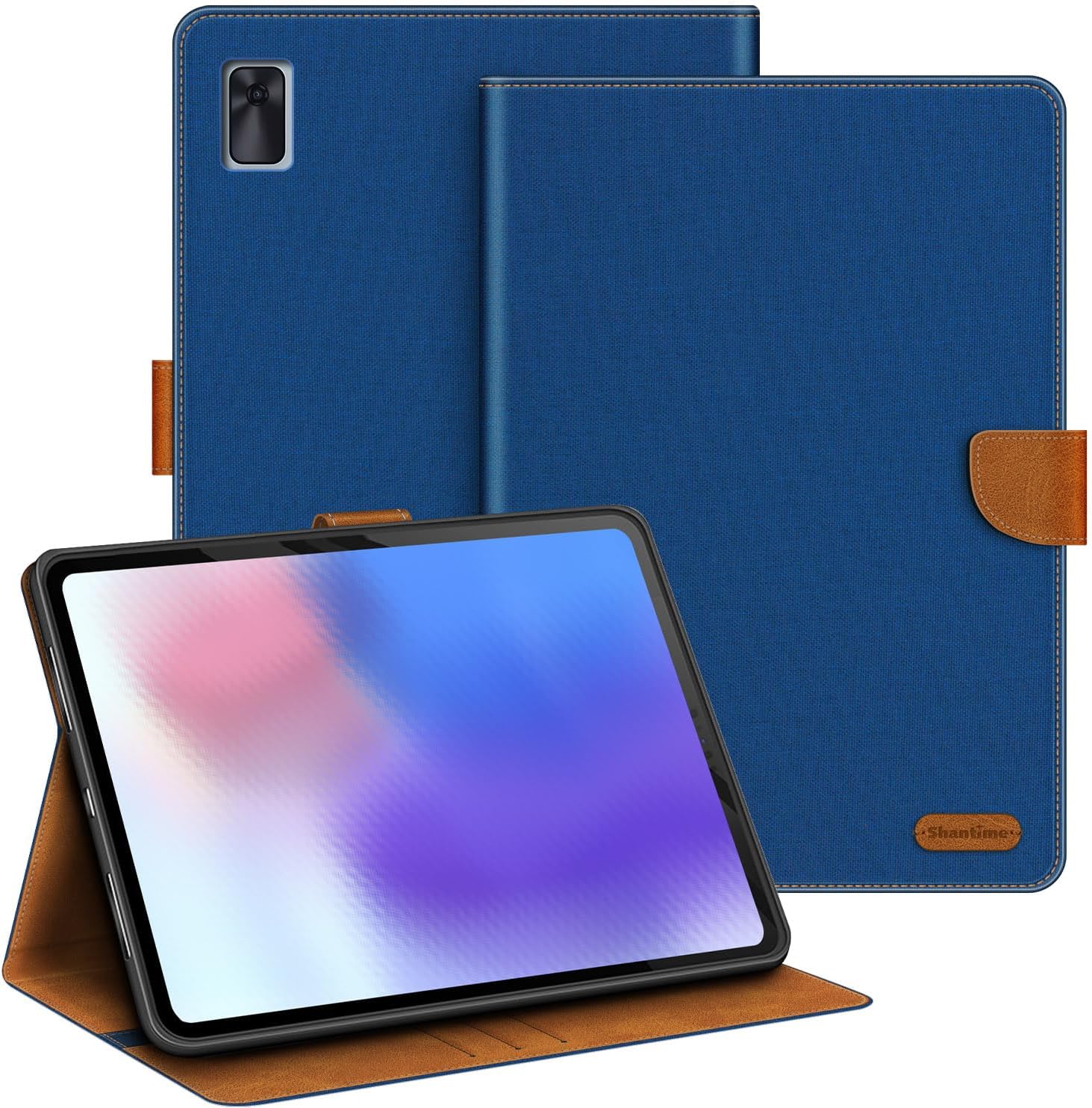 Leather Case Compatible With IFlytek S30 AI Learning Machine Protective Cover with Inner TPU Silicone Shell, Built-in Stand and Rugged Drop-Proof(Blue)